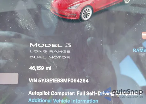 2021 Tesla Model 3 Long Range Dual Motor All-Wheel Drive z USA, uszkodzony, nr VIN 5YJ3E1EB3MF064264
